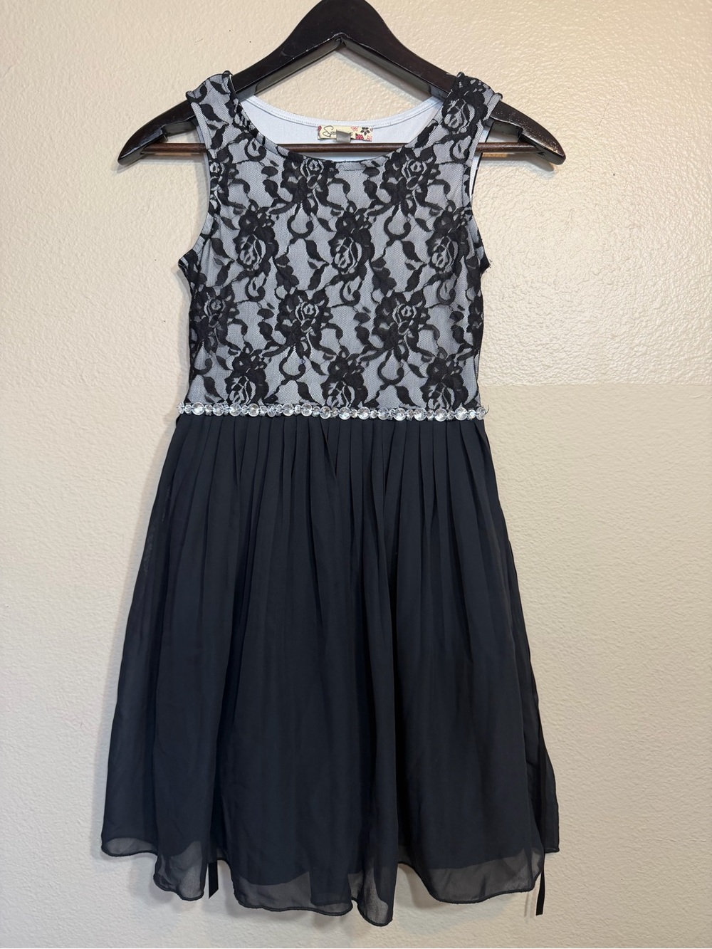 Speechless Girls 12 Black Lace Dress with Lining